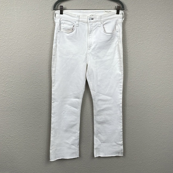 NWT Rag & Bone Nina High Rise Ankle Flare Jeans White Raw Hem Sz 31 - Picture 2 of 15